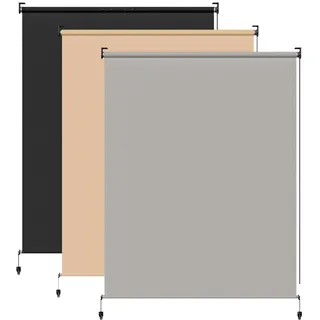 BelleMax Außenrollo Senkrechtmarkise Außen, Hellgrau, 160x240cm(BxH), aussenrollo Wetterfest Windschutz Sichtschutz, sonnenschutzrollo Outdoorrollo, Vertikalmarkise für Terrasse & Balkon