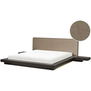Bett Mit Led Bouclé Zen 180 X 200 Cm Dunkle Esche