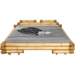 Vakarua Meiji Abaca 140x200 cm Bambusbett Bettrahmen Holzbett Bett aus Bambus Rattanbett Doppelbett