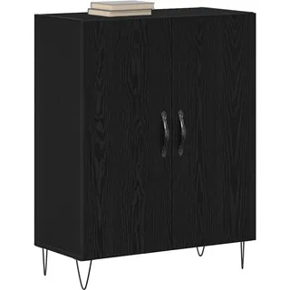 vidaXL Schwarzer Eichen-Sideboard 2 Tür Stauraum Buffet Zeitgemäßes Design Holzwerkstoff mit massiven Akzenten für Esszimmer & Wohnzimmer Viel Funktionales Organisierendes Möbel Tisch Holzschrank