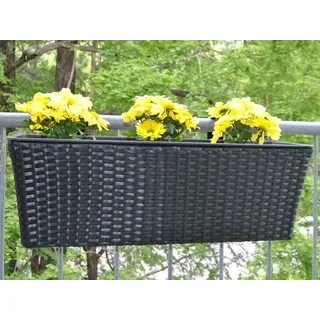 Elegant Einrichten | Pflanzkübel  | Polyrattan | rechteckig | 60x19x20cm | schwa