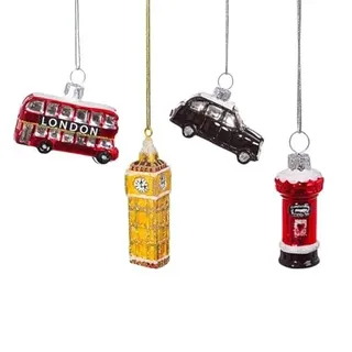 Sass & Belle London Mini-Kugel-Set: Hängende Dekoration, Weihnachtsbaumschmuck, Rot, Gold, Schwarz, Weihnachten