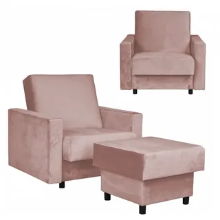 Family Meble Sessel Family Meble Schlafsessel Alicja mit Hocker Bonellfederkern rosa 97x95 rosa