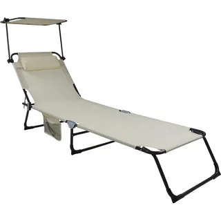 VCM Bindox Gartenliege 185 x 24 x 55 cm creme inkl. Sonnendach