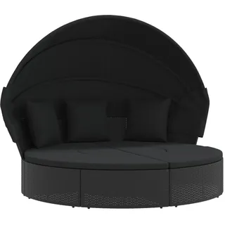 vidaXL Outdoor-Loungebett mit Dach und Kissen schwarz
