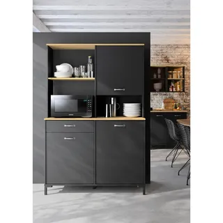 Mid.you Buffet, Schwarz, Kunststoff, Holzoptik, 5 Fächer, 1 Schublade(n) Schubladen, 119x180x41 cm, Küchen, Küchenmöbel, Buffetschränke