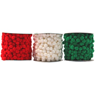 Sodertex Set mit Kordeln mit Quasten Weihnachten – 3 x 3 m – 3 verschiedene Farben – L799090, Rot, Weiß, Grün