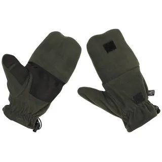 MFH Fleecehandschuhe Fleece-Faust-Fingerhandschuhe, oliv, mit Ausziehschlaufen grün L