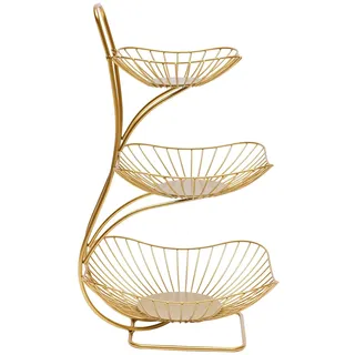 Brride 3-Etagen Obst-Etagere, moderne Obstschale, metallener Obstkorb, Obstständer für Gemüse, Snacks, dekorativer Gold-Obstkorb