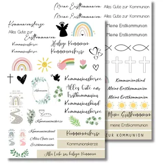 MilaBoo® Kerzentattoos I DIY Aufkleber für besondere Anlässe, einfache Anwendung, vielseitig einsetzbar (Kommunion)