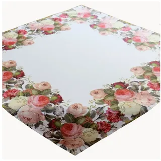 texpot Tischdecke Tischläufer Druckmotiv Rosen Frühling (1-tlg) weiß Quadratisch | 85 cm x 85 cm