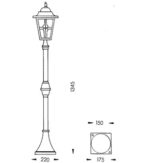 Albert Leuchten Mastleuchte 772 im Landhausstil schwarz 772, dimmbar, schwarz, Aluminium, Landhaus / Rustikal - cm - 22 cm - 134.5 cm