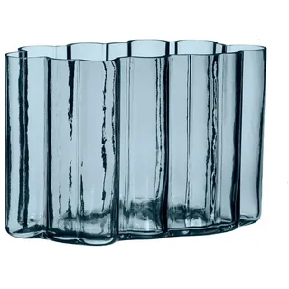 Glasvase Umber blau gewellt 30 x 19cm