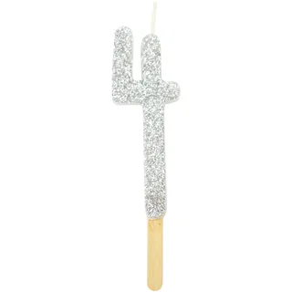 PME Silber-Glitzer-Zahlenkerze 4