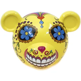 By-Bers böser Bär der Kopf - die Spardose in sechs Farben im Design vom Dia De Los Muertos Sugar Skull Tattoo (gelb)