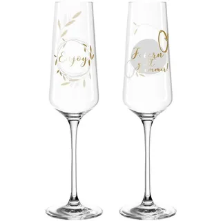 Leonardo Sektglas Feiern 2tlg. Kristall, Kristalloptik Gold