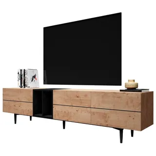 Newroom Lowboard Wildeiche 195 cm, TV Board Wildeiche Vintage Industrial Landhausstil TV Schrank braun