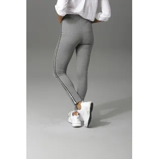 Schlupfhose ANISTON CASUAL Gr. 42, N-Gr, grau (schwarz, weiß, kariert, silberfarben) Damen Hosen mit Seitenstreifen glitzernden Galonstreifen
