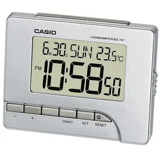 Quarzwecker CASIO "DQ-747-8EF", silber (silberfarben), Wecker, Wecker, Digitalwecker, Thermometer, Snooze,Geschenkidee, Schlafzimmer