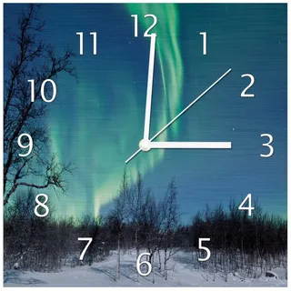 Wallario Wanduhr Polarlicht in Schweden (Aluverbunduhr) grün