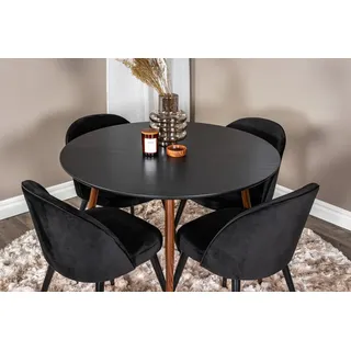 BOURGH Esszimmertisch PLAZA Ø100x75cm - runder Esstisch in schwarz/wallnuss