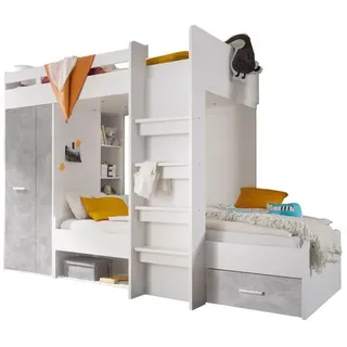 BEGABINO Etagenbett Maxi 90 x 200 cm Dekor Weiß
