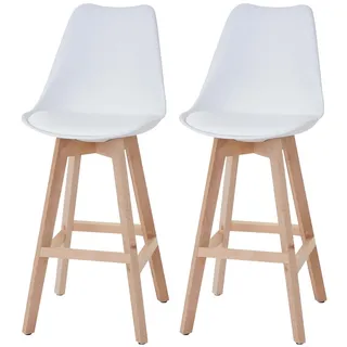 Mendler 2er-Set Barhocker Malmö T501 Retro Design  ~  weiß