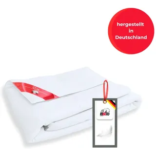 RIBECO GERMANY Daunenbettdecke Johanna 155x220 cm + Kopfkissen 40x80 cm im 2er Set –Daunendecke & Kopfkissen aus Federn. & Daunen, allergikerfreundlich, Made in Germany, Wärmeklasse: leicht,