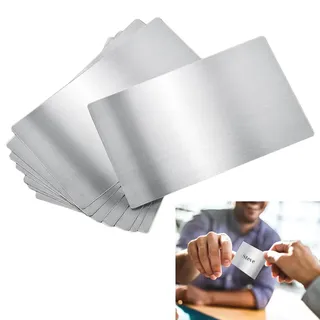 8 Stück Metall Visitenkarten, 8.5 X 5.5 cm Edelstahl Rohlinge Namenskarte | 1mm Dick Lasergravierte Visitenkarte, für Business, Office, Büro, Geschäft, Firmengründung, DIY Geschenkkarten (Silber)