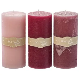 BOLTZE Stumpenkerze BOLTZE Stumpenkerze Basic, 1 Stück, rosa, altrose, rot, 1008628