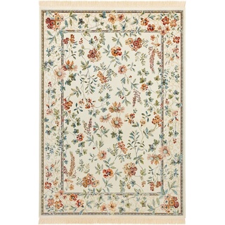 Teppich Orient Flowers, NOURISTAN, rechteckig, Höhe: 5 mm, Orientalisch mit Fransen, Orient, Wohnzimmer, Schlafzimmer, Esszimmer beige 95 cm x 140 cm x 5 mm