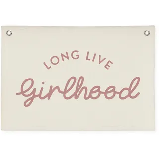 XYDEG Mädchenzimmer-Dekoration, "Long Live Girlhood", Leinen-Banner, hängende Flagge, Retro-Banner für Kinderzimmer, Spielzimmer, Wanddekoration für Kinderzimmer, Babyparty, Geschenke, 76,2 x 50,8 cm
