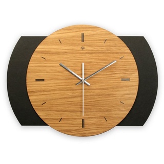 Kreative Feder Wanduhr Design-Wanduhr „Modern Style“ aus Holz (ohne Ticken; Funk- oder Quarzuhrwerk; elegant, außergewöhnlich, modern) schwarz