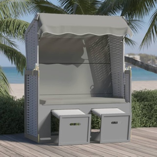 Hommie Möbel - Strandkorb mit Dach Poly Rattan und Massivholz Grau|für Deko-Multifunktionale 1parcel 2023