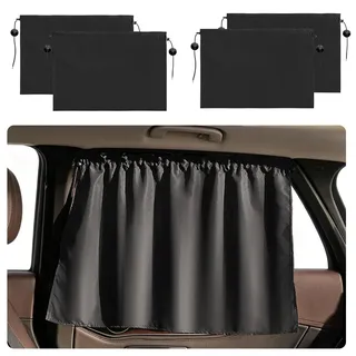 4 Stück Sonnenschutz Auto Seitenscheibe, Auto TrennvorhäNge Vorhang Innen Fenster Sonnenschutz Sichtschutz VorhäNge Auto Sonnenschutz Auto Kinder für Camping Reisen 66.5x47cm