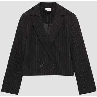 s.Oliver Jackenblazer Indoor-Blazer Verkürzter Blazer mit Glitzer-Nadelstreifen schwarz S (134)