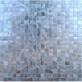 Mosani Aluminium Metall Wandfliese Selbstklebende Mosaik Fliesen Fliesenaufkleber Wanddeko, Silber, Spritzwasserbereich geeignet, Küchenrückwand Spritzschutz silberfarben