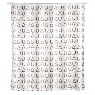 WENKO Duschvorhang Avila, 180 x 200 cm, Vorhang aus 100% Polyester mit Metallösen & Gummi-Gewichtsband für Dusche und Badewanne, wasserabweisend & waschbar, inkl. 12 weißen Duschvorhangringen