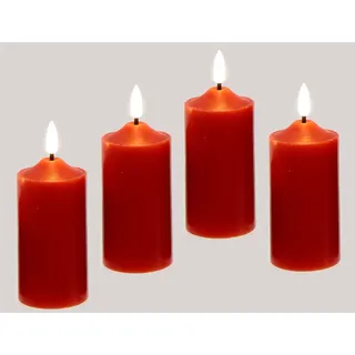 I.GE.A. LED-Kerze Kerzen 4er Set, aus Echtwachs Deko Stumpenkerze Adventskerze Adventskranz rot 5,5 cm x 10 cm
