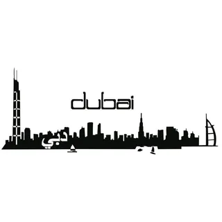 Wandtattoo WALL-ART "XXL Stadt Skyline Dubai 120cm" Wandtattoos Gr. B/H/T: 120 cm x 30 cm x 0,1 cm, Kinder, schwarz Wandtattoos Wandsticker selbstklebend, entfernbar