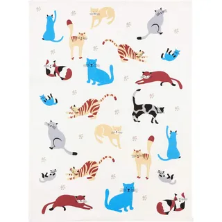 KRACHT, Halbleinen Geschirrtuch, Druckmotiv Katzenpfoten, 50/70 cm