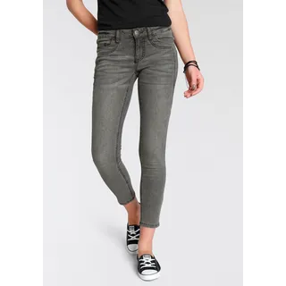 7/8-Jeans ARIZONA "mit Keileinsätzen" Gr. 40, N-Gr, grau (grey, used) Damen Jeans Ankle 7/8 Low Waist