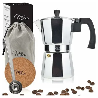 MILU Espressokocher 2 Tassen Silber