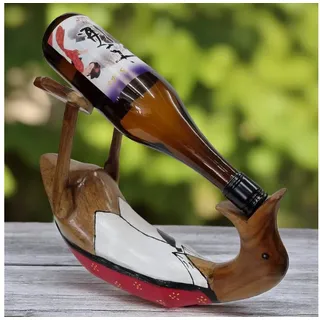 Kinaree Flaschenhalter Deko Ente Holz "Saufente" Gentlemen / Natur, Bambus Holz, Naturprodukt, Geschenkidee, Unikate bunt