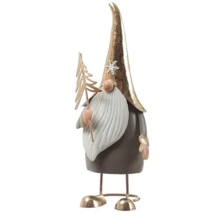 MARELIDA Weihnachtswichtel mit Baum Dekofigur aus Metall H: 35cm in gold, grau | Gr.: onesize