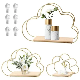 LuxusKollektion Wandregal Wolkenform Wandregal Metall 3er Set Gold, 3-tlg. goldfarben