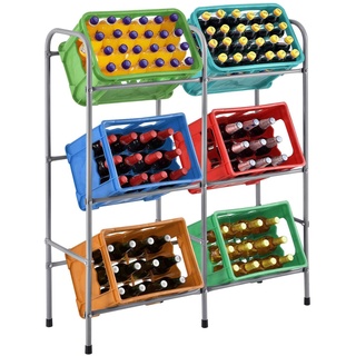 Juskys Getränkekistenregal Cool bis zu 6 Kisten je 17kg – Getränkeständer 96×34×116 cm aus Metall