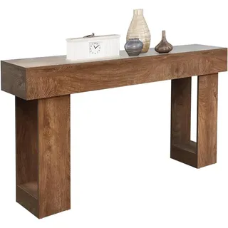 GarveeMore Konsolentisch 160cm rechteckiger Sofatisch aus Holz für hinter die Couch, Landhaus-Eingangstische für Flur,Wohnzimmer,Foyer,rustikale Naturfarbe beige