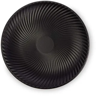 Flanacom PREMIUM Dekoschale aus Holz - Holz-Schale mit Verzierungen - Wohnaccessoires - Robustes Deko-Tablett - Obst-Schale - Moderne Deko für Wohnzimmer - ca. 28 x 28cm - Schwarz