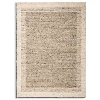Paulig Teppiche Webteppich Double D 70 x 140 cm Schurwolle Braun Hellbraun